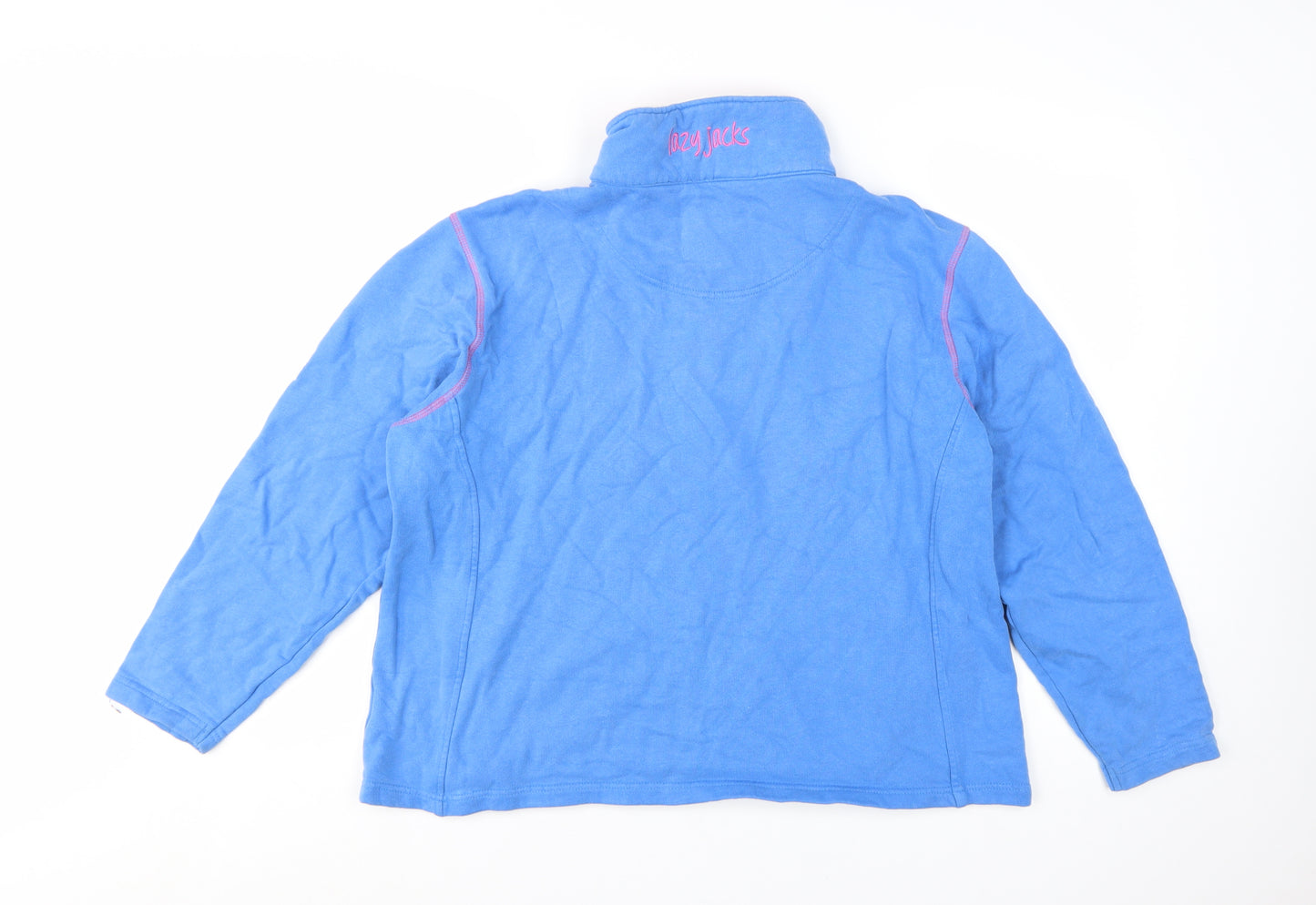 Lazy Jacks Women Blue Full Zip Sweatshirt Large Cotton Casual