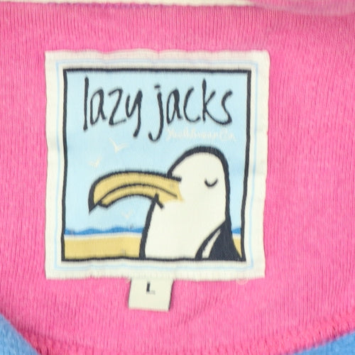 Lazy Jacks Women Blue Full Zip Sweatshirt Large Cotton Casual
