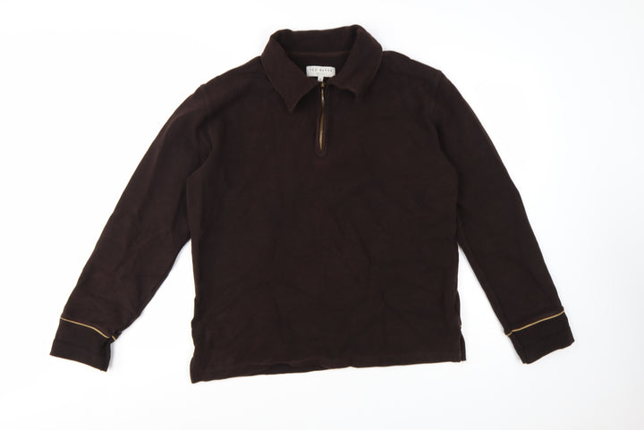 Ted Baker Men's Brown L 1/4 Zip Collared Sweatshirt