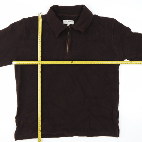 Ted Baker Men's Brown L 1/4 Zip Collared Sweatshirt