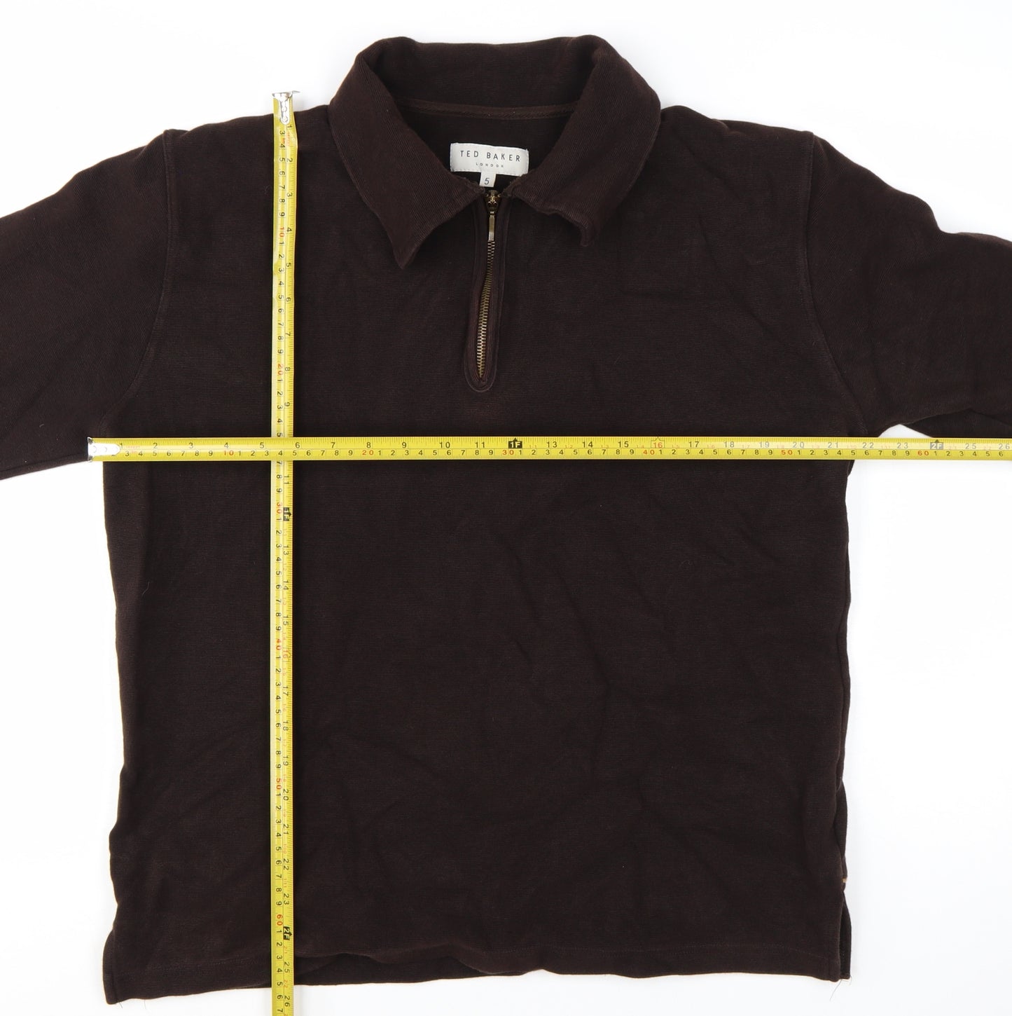 Ted Baker Men's Brown L 1/4 Zip Collared Sweatshirt