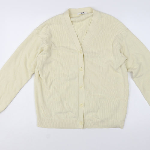 Uniqlo Women’s Ivory Cotton Cashmere V-Neck Button Cardigan L
