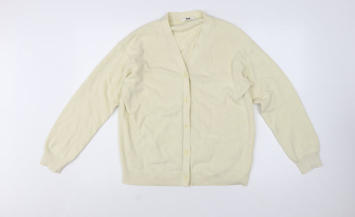 Uniqlo Women’s Ivory Cotton Cashmere V-Neck Button Cardigan L
