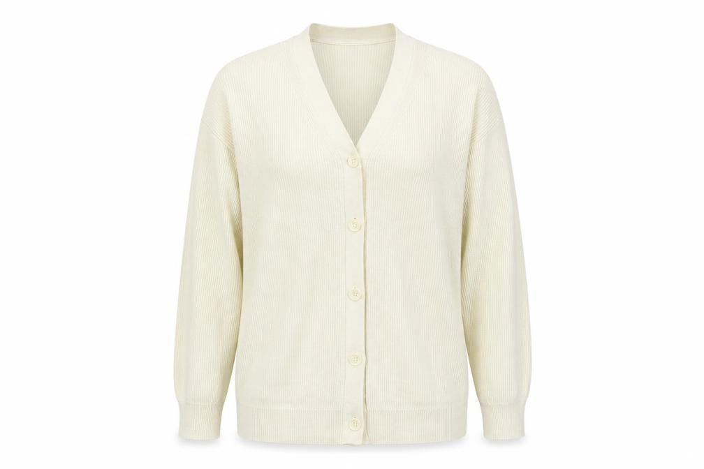 Uniqlo Women’s Ivory Cotton Cashmere V-Neck Button Cardigan L