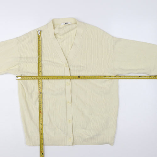 Uniqlo Women’s Ivory Cotton Cashmere V-Neck Button Cardigan L
