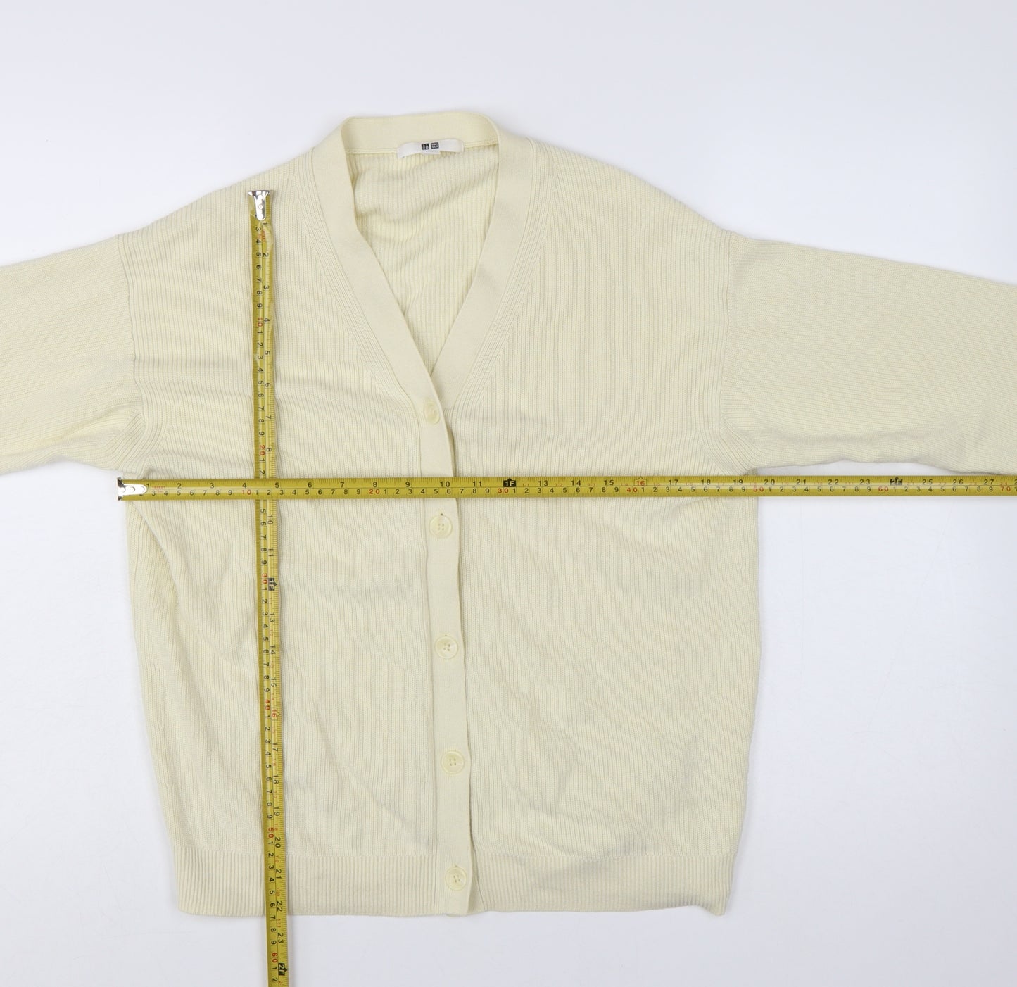 Uniqlo Women’s Ivory Cotton Cashmere V-Neck Button Cardigan L