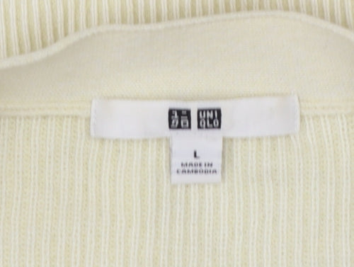 Uniqlo Women’s Ivory Cotton Cashmere V-Neck Button Cardigan L