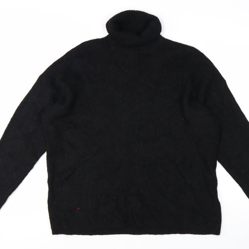 Jack Wills Women’s Black Roll Neck Wool Blend Jumper UK 12