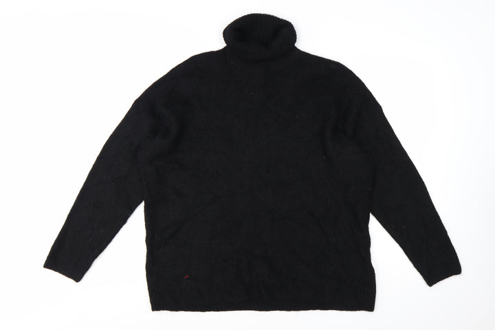 Jack Wills Women’s Black Roll Neck Wool Blend Jumper UK 12