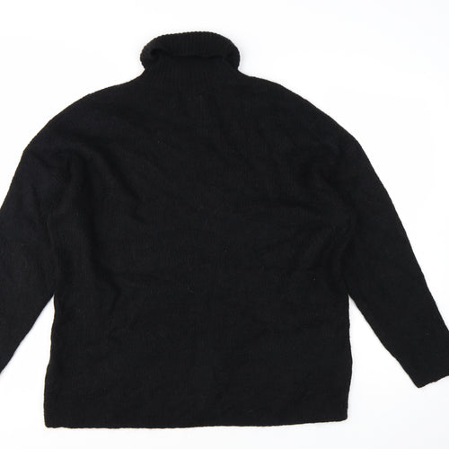 Jack Wills Women’s Black Roll Neck Wool Blend Jumper UK 12
