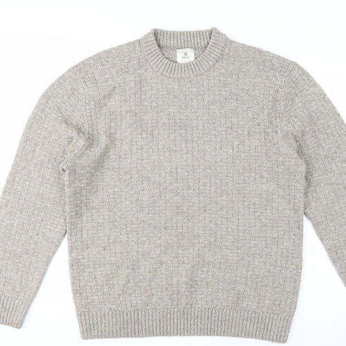 Next Men’s Beige Wool Blend Crew Neck Knit Jumper Size L