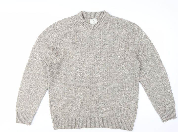 Next Men’s Beige Wool Blend Crew Neck Knit Jumper Size L