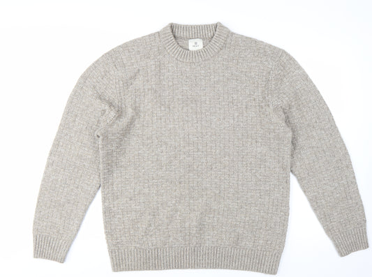 Next Men’s Beige Wool Blend Crew Neck Knit Jumper Size L
