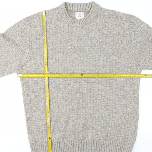 Next Men’s Beige Wool Blend Crew Neck Knit Jumper Size L