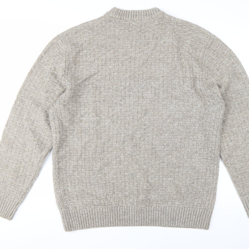 Next Men’s Beige Wool Blend Crew Neck Knit Jumper Size L