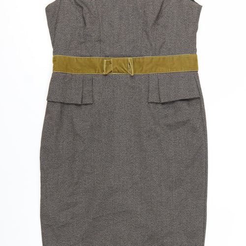 Next Women’s Grey Sheath Work Dress Size 14 with Velvet Belt