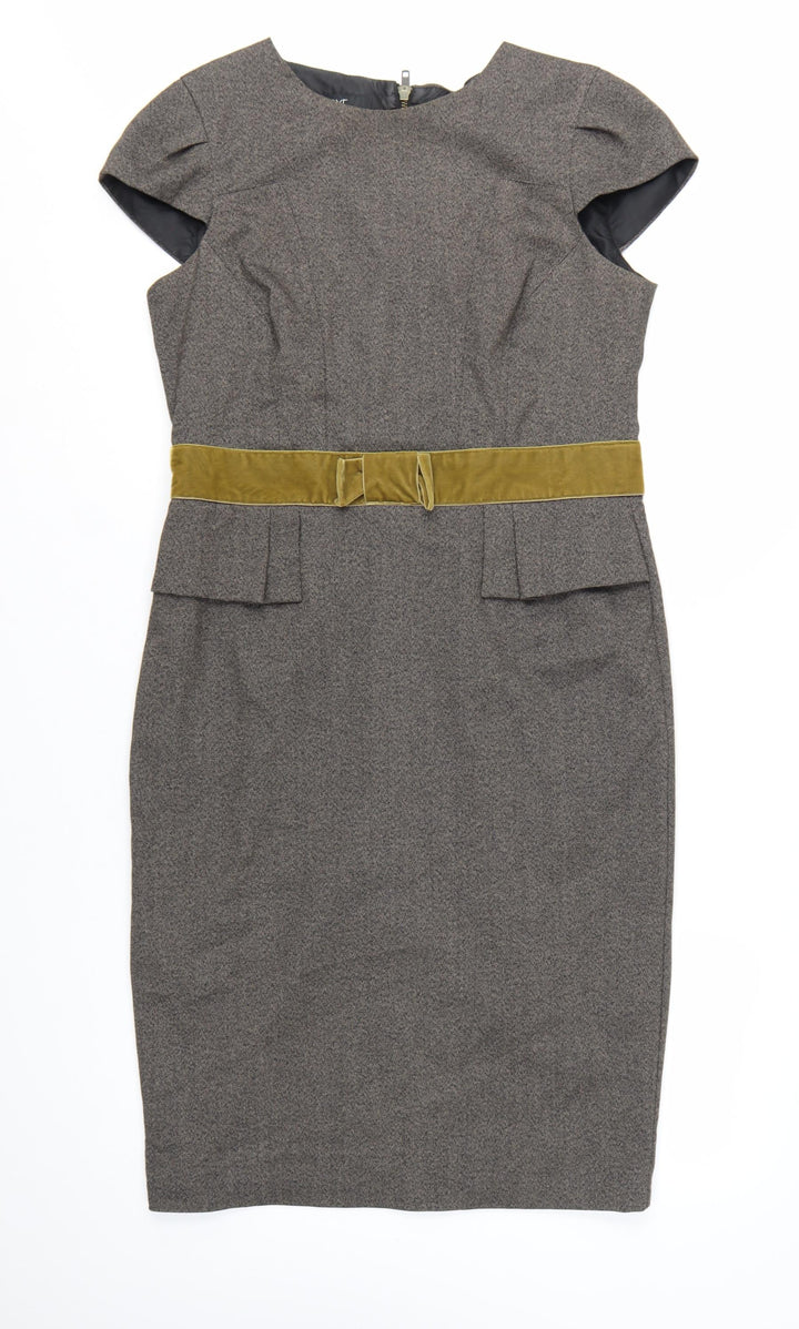 Next Women’s Grey Sheath Work Dress Size 14 with Velvet Belt