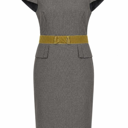 Next Women’s Grey Sheath Work Dress Size 14 with Velvet Belt