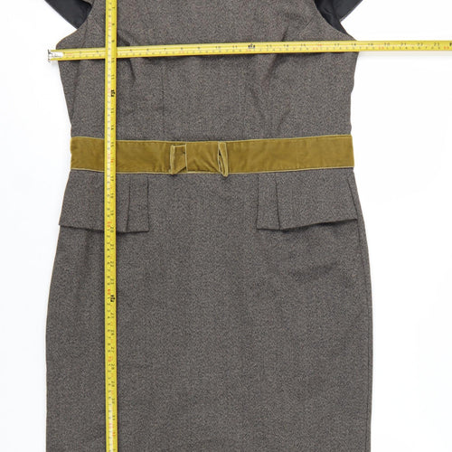 Next Women’s Grey Sheath Work Dress Size 14 with Velvet Belt