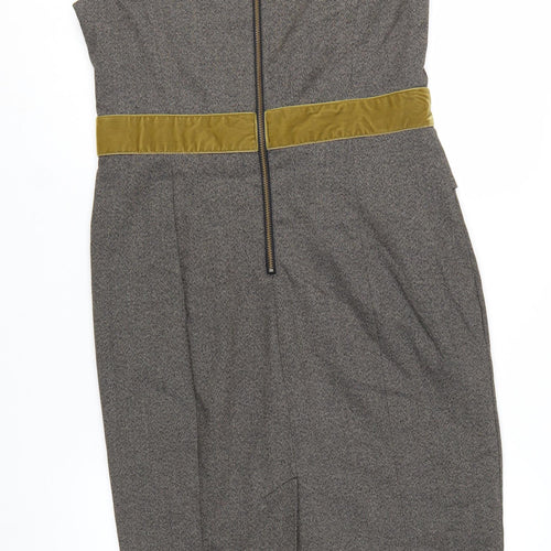 Next Women’s Grey Sheath Work Dress Size 14 with Velvet Belt