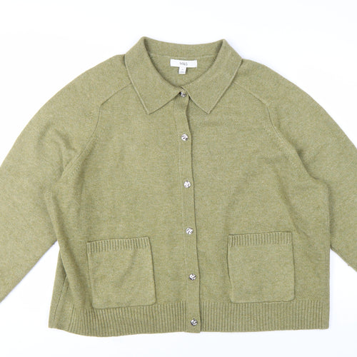 Marks and Spencer Women’s Green Collared Knit Cardigan XL