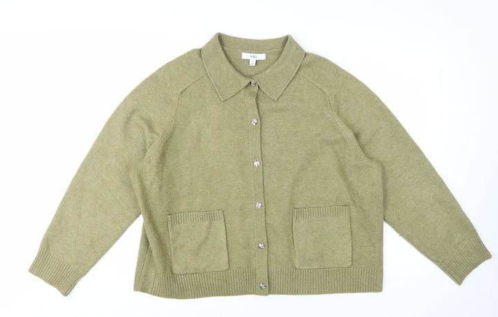 Marks and Spencer Women’s Green Collared Knit Cardigan XL