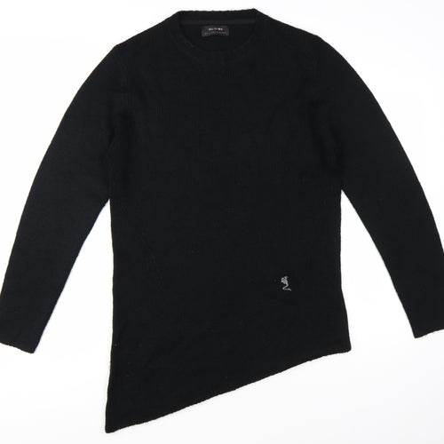 Religion Women Black M Pullover Jumper Long Sleeve Knit Asymmetric Hem
