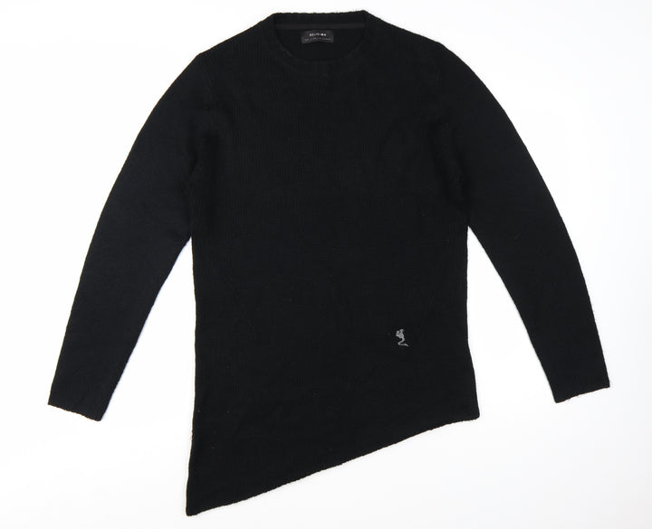 Religion Women Black M Pullover Jumper Long Sleeve Knit Asymmetric Hem