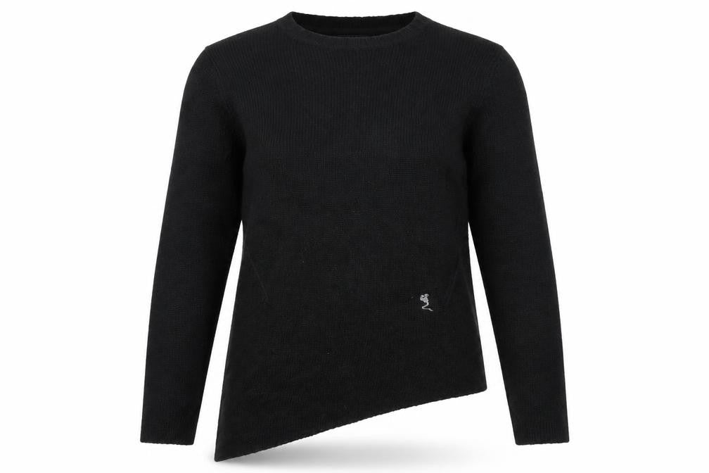 Front view of Religion Women Black M jumper Long Sleeve Knit Asymmetric Hem