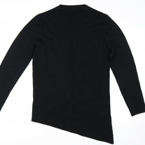 Religion Women Black M Pullover Jumper Long Sleeve Knit Asymmetric Hem