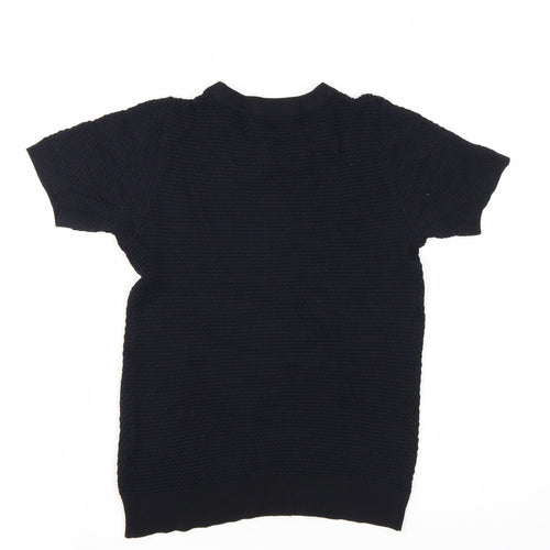 Zara Women Black Knit Short Sleeve Basic T-Shirt Size S