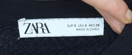 Zara Women Black Knit Short Sleeve Basic T-Shirt Size S