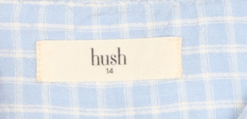 Hush Women's Blue Check Sleeveless Cotton Button-Up Shirt Size 14