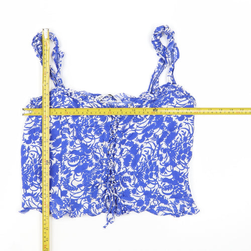 Zara Women Blue Floral Camisole Tank Top Size 12