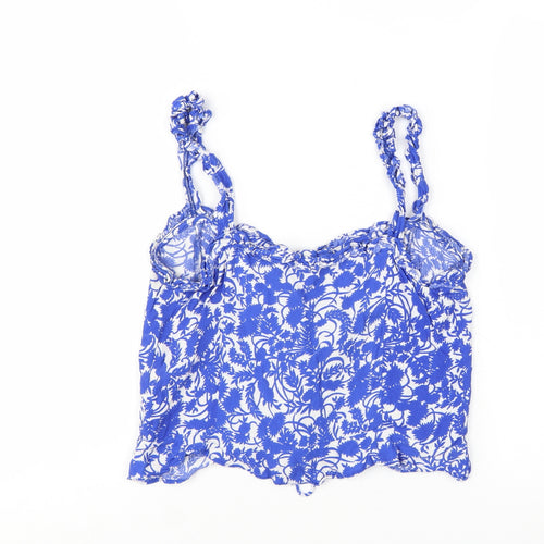 Zara Women Blue Floral Camisole Tank Top Size 12