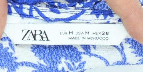 Zara Women Blue Floral Camisole Tank Top Size 12