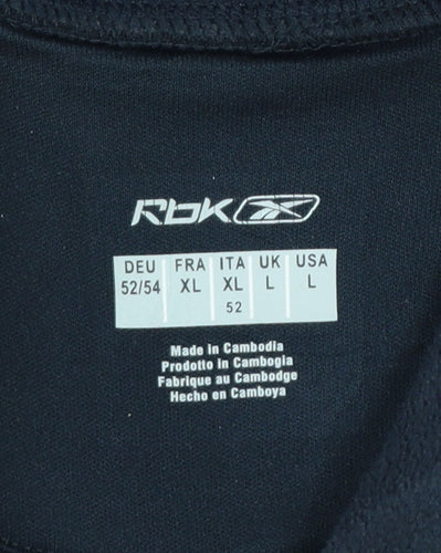 Reebok Mens Black L Pullover Hoodie Logo Graphic Sportswear