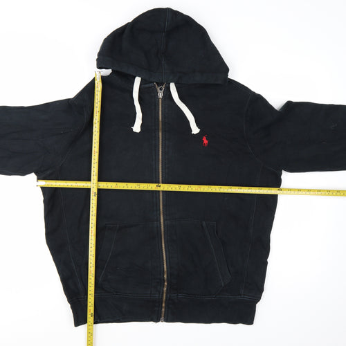 Polo Ralph Lauren Men's Black Full Zip Hoodie L Logo Cotton Blend