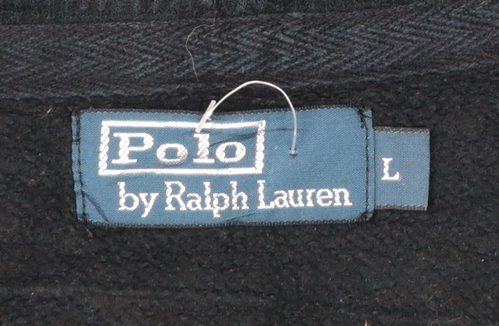 Polo Ralph Lauren Men's Black Full Zip Hoodie L Logo Cotton Blend