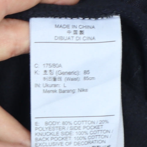 Nike Men's Black Jogger Trousers L Regular Fit Cotton Blend