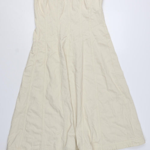 Marks and Spencer Women Beige Strapless A-Line Twill Dress Size 12