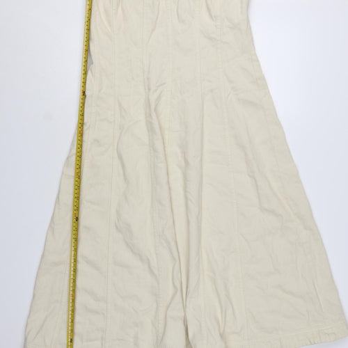 Marks and Spencer Women Beige Strapless A-Line Twill Dress Size 12