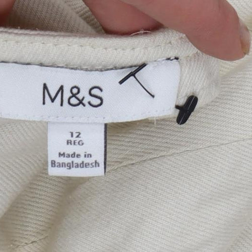Marks and Spencer Women Beige Strapless A-Line Twill Dress Size 12