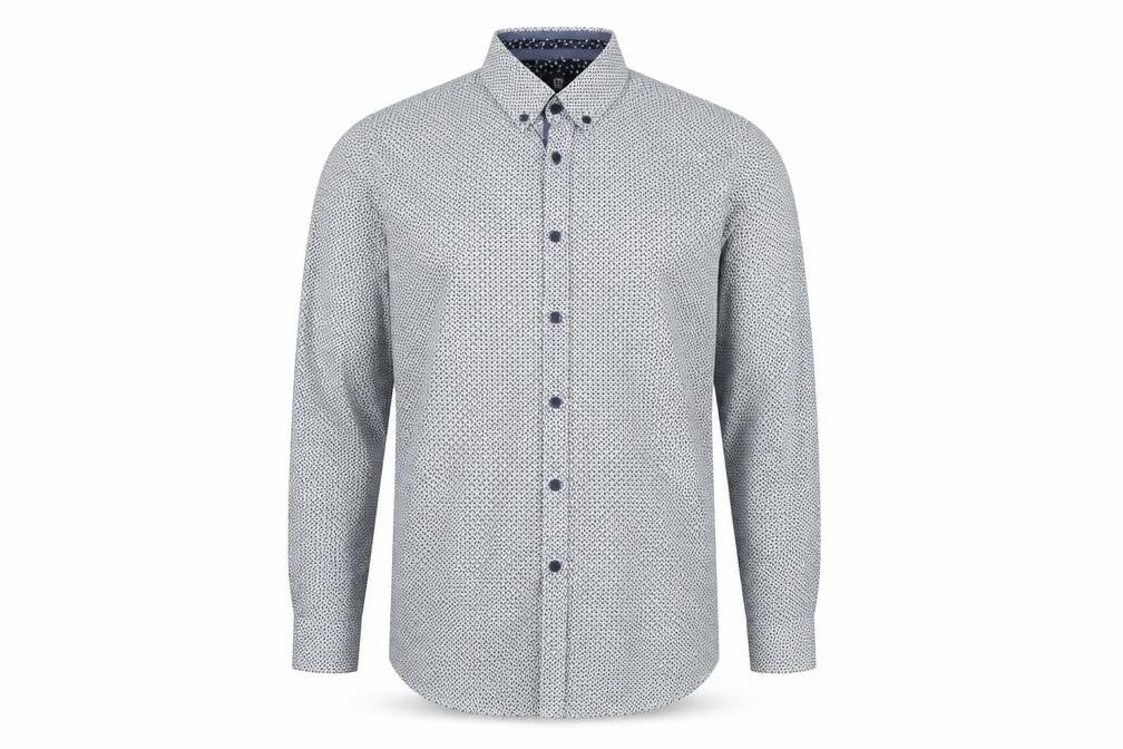 Steel & Jelly Men's Blue Geometric Slim Fit Button-Down Shirt M