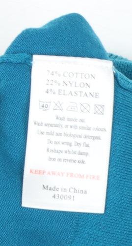 Monsoon Women Blue V-Neck Long Sleeve Cardigan Size 16