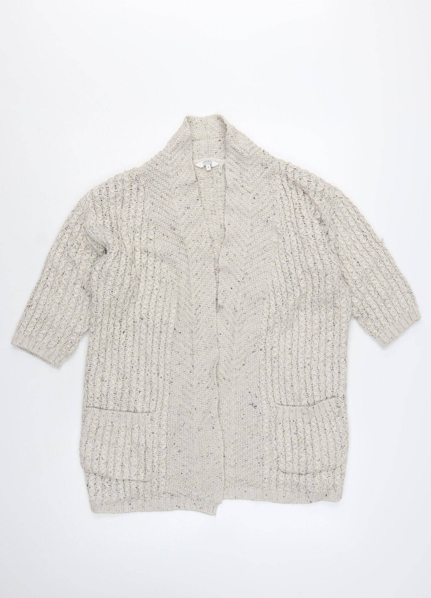 FatFace Women's Beige Chunky Knit Open Cardigan Size 8
