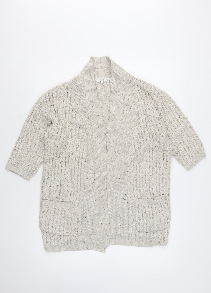 FatFace Women's Beige Chunky Knit Open Cardigan Size 8