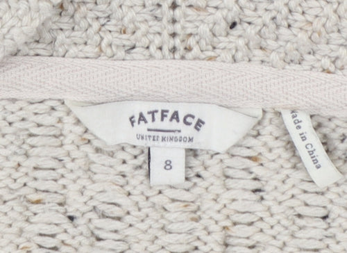 FatFace Women's Beige Chunky Knit Open Cardigan Size 8