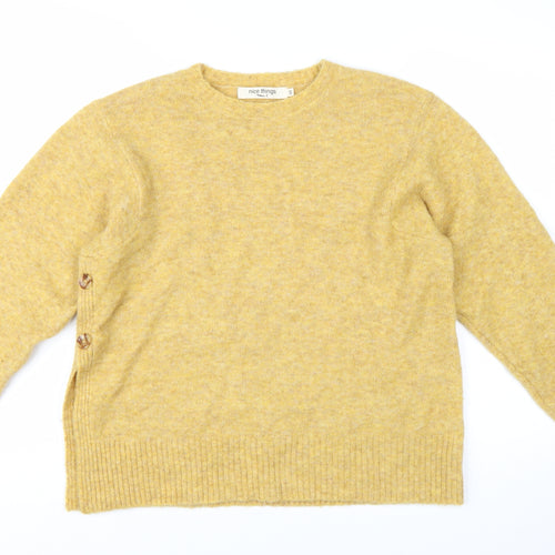 Nice Things Women's Yellow Wool Blend Crew Neck Pullover Jumper Size S