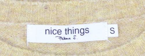 Nice Things Women's Yellow Wool Blend Crew Neck Pullover Jumper Size S